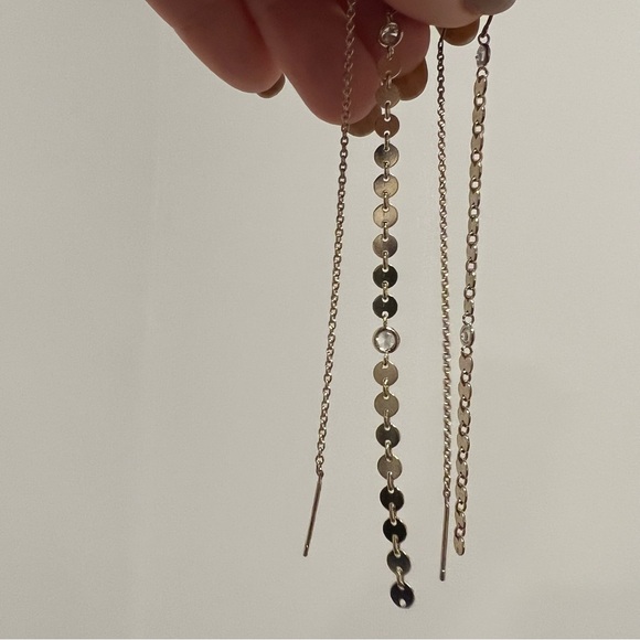 18K Gold Threader Drop Earrings - Picture 5 of 6